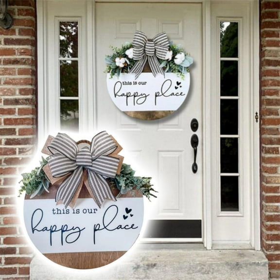 Front Door Hanging,Welcome Sign For Front Door Decor Round Wood Wall Signs For Wooden Farmhouse Porch Hangers Spring Summer Autumn Wreaths Decoration Housewarming For Home Beach Restaurant Shop