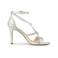 thumbnail image 3 of BLISSFUL STEP Sandales à Talons Aiguilles pour Femmes à Bride Nœud en Strass Argent 6, 3 of 7