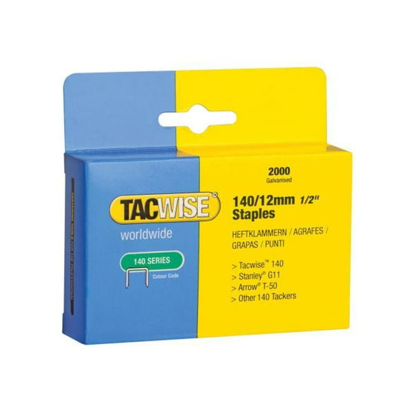 Tacwise - 140 Heavy-Duty Staples 12mm (Type T50 G) (Pack 2000)