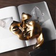 thumbnail image 4 of Sculpture Home Decor Mask Gold Statue Face Modern Resin Figures for Decoration Desk Office Table Couple Mask Crafts, 4 of 5
