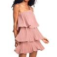 thumbnail image 2 of Gupgi Robe à Volants pour Femme à une Épaule Sans Manches Plissée Mini Robes Unie Ligne A Fluide, 2 of 7