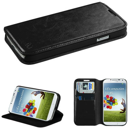 Samsung Galaxy S4 Case - Wydan Wallet Case Folio Flip Leather Kickstand Feature Credit Card Slot Style Cover (Best Samsung S4 Wallet Case)