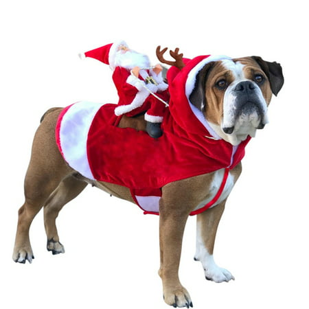 Running Santa Christmas Pet Costumes,Santa Dog Costume Dog Apparel Party Dressing up Clothing for Small Large Dogs Cats Clothes Pet