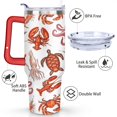 thumbnail image 3 of 40oz Cute Ocean Life Turtle Stainless Steel Flip Straw Tumbler Spill Proof Travel Cup Double Wall Vacuum Insulated Coffee Mug with Top Handle, 3 of 6