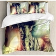thumbnail image 3 of Tattoo Duvet Cover Set, Brave Warrior Chief of Tribe with Noble White Horse Photo Print, Decorative 2 Piece Bedding Set with 1 Pillow Shams, Twin Size, Black and White, by Ambesonne, 3 of 3