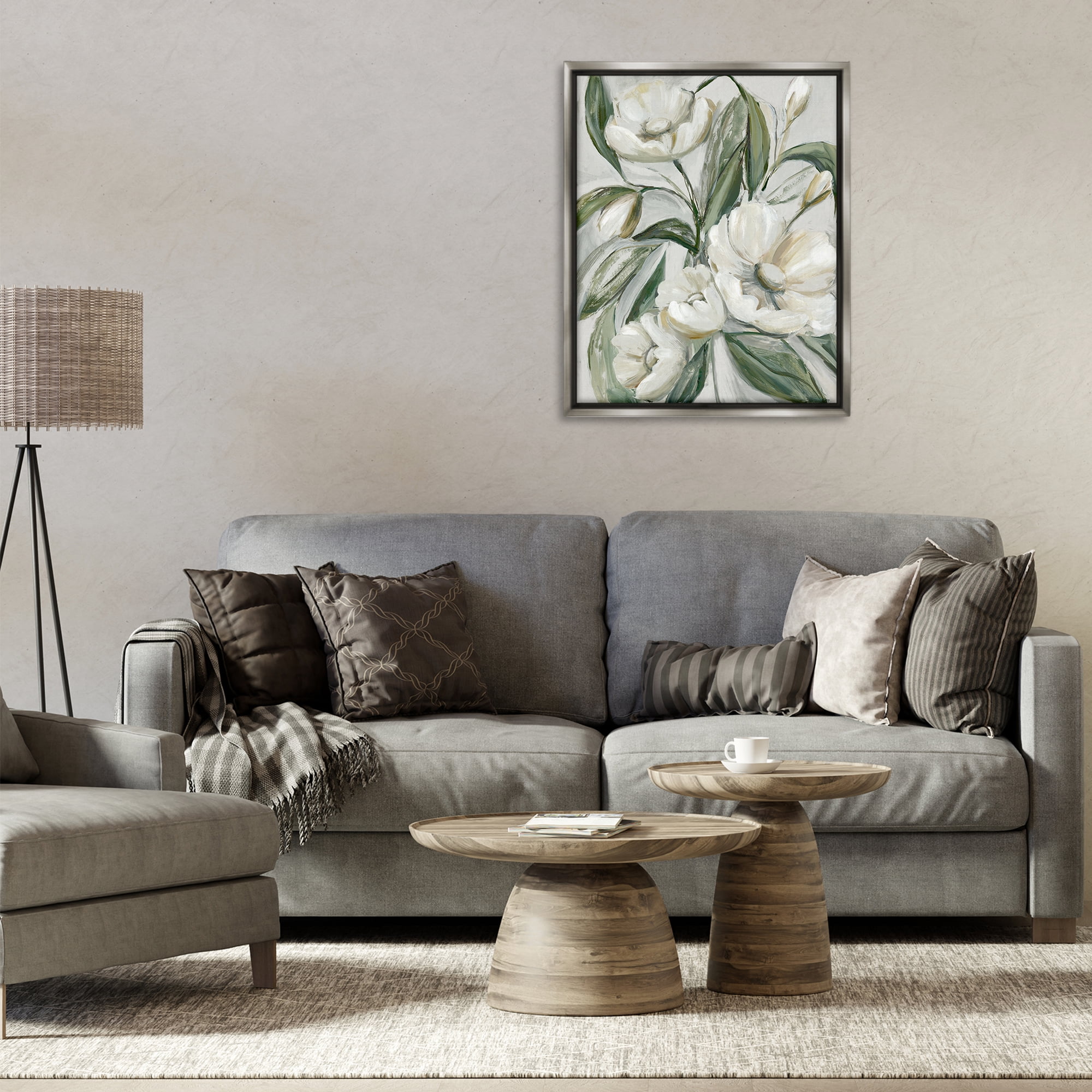 Stupell Industries Bountiful Apple Blossoms Plants & Flowers Painting Gray Floater Framed Canvas Art Print Wall Art, 25 x 31