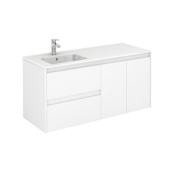 Ws Bath Collections Ambra 120L Ambra 48" Wall Mounted Single Basin Vanity Set - White