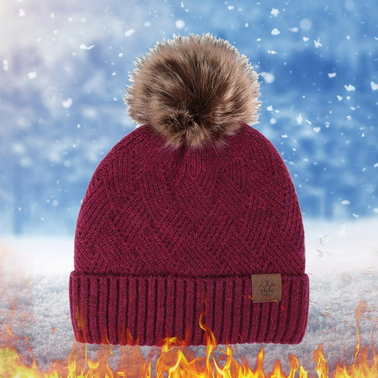 EnJoCho Ladies Chic Pom Pom Beanie Women Winter Hat Warmer Casual