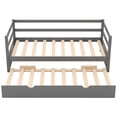thumbnail image 4 of Twin Daybed with Trundle Frames Solid Wood Twin Size Bed with Roll-Out Trundle, Gray, 4 of 6