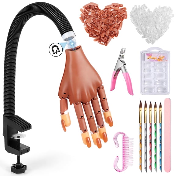 Magnetic Practice Hand Wilfniee para uñas acrílicas con 300 puntas