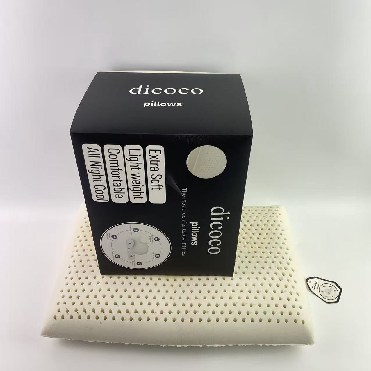 dicoco pillows,Latex Pillow, Natural Cooling Latex, Medium Firm, Ergonomic Support for Side, Back & Stomach Sleepers. Breatthable Comfort. 24 × 16 inches