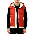 thumbnail image 3 of ZCFZJW Men's Padded Puffer Vest, Winter Casual Color Patchwork Work Travel Outdoor Hooded Outerwear, Sleeveless Hoodie Jacket with Zipper Pockets Red XXXL, 3 of 10