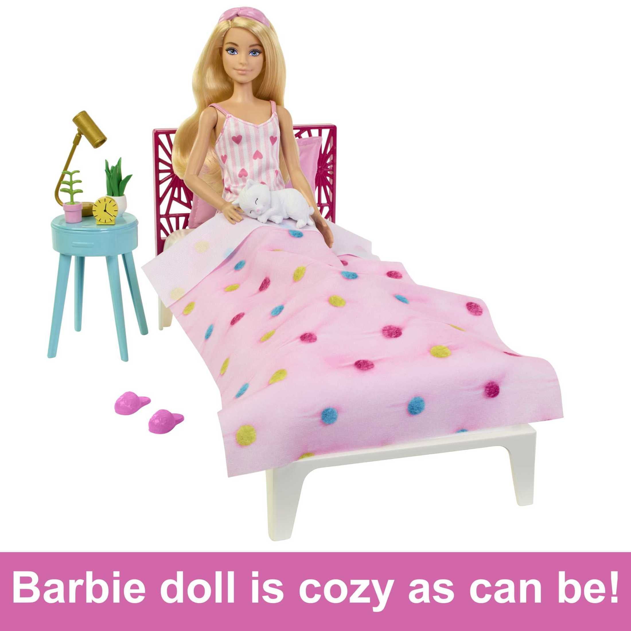 Barbie Doll and Bedroom Playset Barbie Furniture with 20 Pieces Multicolor Walmart