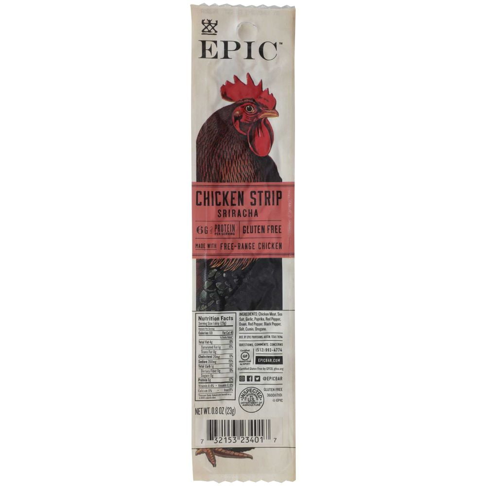 Epic Sriracha Chicken Strip, 0.80 Ounce -- 20 per Case.