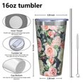 thumbnail image 4 of 16oz Tumblers Pioneer Flower Stainless Steel Vacuum Insulated Double Wall Travel Tumbler Cups Mug with Lid and Straw,Cleaning Brush for Coffee,Tea, 4 of 4