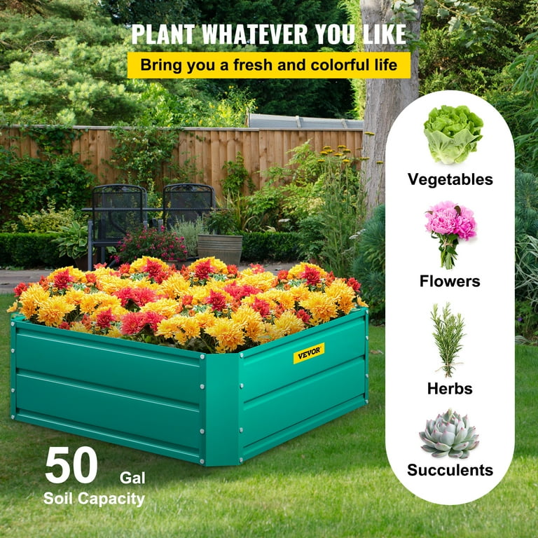 VEIKOUS 8 ft. x 2 ft. x 1.4 ft. Galvanized Raised Garden Bed 9-in