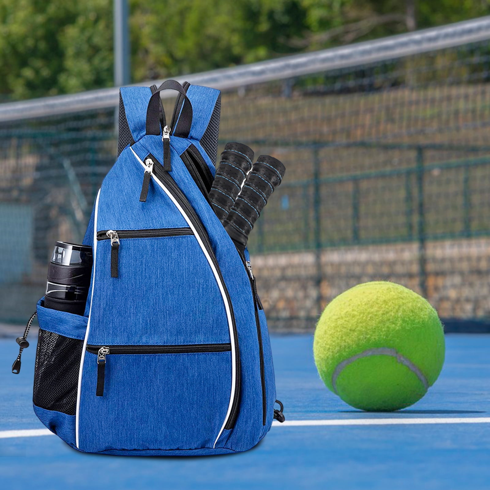 Pebbuoy Pickleball Paddle Backpack Mesh Pocket Adjustable Strap Waterproof Oxford Cloth Outdoor Sports Badminton Table Tennis Racket Storage Bag