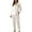 509_White, variant on ZHENHONG Pajamas for Women, Casual Lapel Button Print Two Piece Long Sleeve Pajamas Pajamas Suit, Women's Sleepwear Beige