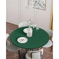thumbnail image 2 of Fitted Round Tablecloths Table Covers 55-60in,Modern Minimalism Hunter Green Waterproof Elastic Edged Table Cloth for Kitchen Dining Holiday Party Tables Decor,St Patricks Olive Green, 2 of 6