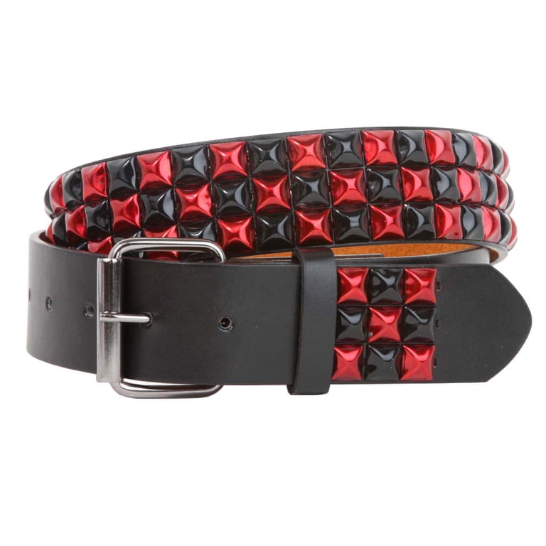 Snap On Punk Rock Black & Red Studded Leather Belt - Walmart.com display picture 1
