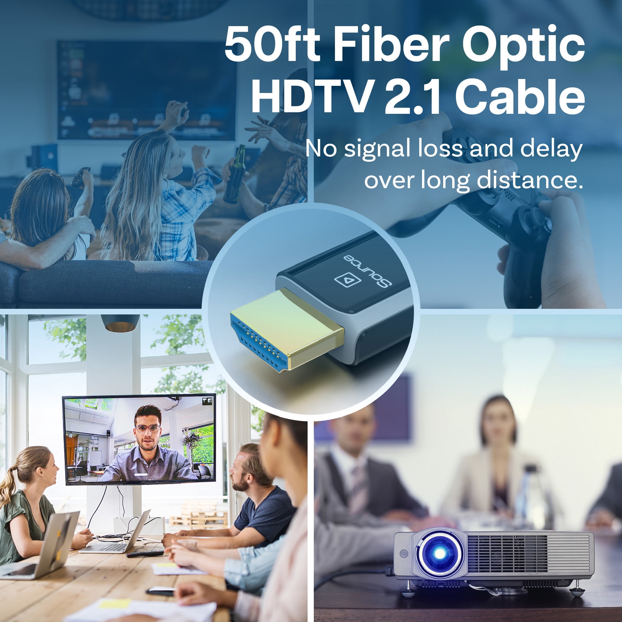 Mmobiel 50ft 8K Fiber Optic HDMI Cable, 48Gbps Ultra High Speed, 8K@60Hz, 4K@120Hz, HDR, ARC/eARC, Black
