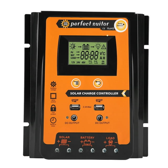 A Solar Charge Controller,12V/24V 70A PWM&MPPT Short Solar Panel Battery Regulator Solar Charge Controller Time-Tested Durability