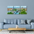 thumbnail image 3 of 3 Panels Cityscape Canvas Wall Art - Chain Bridge on Danube River in Budapest City Pictures Print on Canvas Hungary Skyline Modern Artwork for Home Decor Stretch Framed Ready to Hang - 12" x 16" x 3, 3 of 6