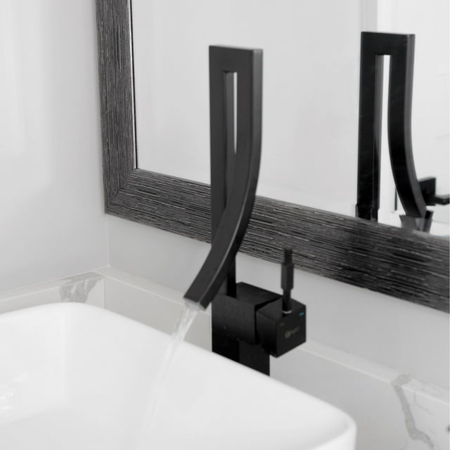 Robinet de Salle de Bain Élégant Vanessa 171⁄2 Pouces Ht à une Poignée, Navire, Noir Mat B-101N