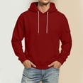 thumbnail image 2 of Hoodies for Men Oversized Fleece Lined Sweatshirt Drawstring Casual Hoodie Fall Hooded Pullover with Arm Pocket Red M, 2 of 6
