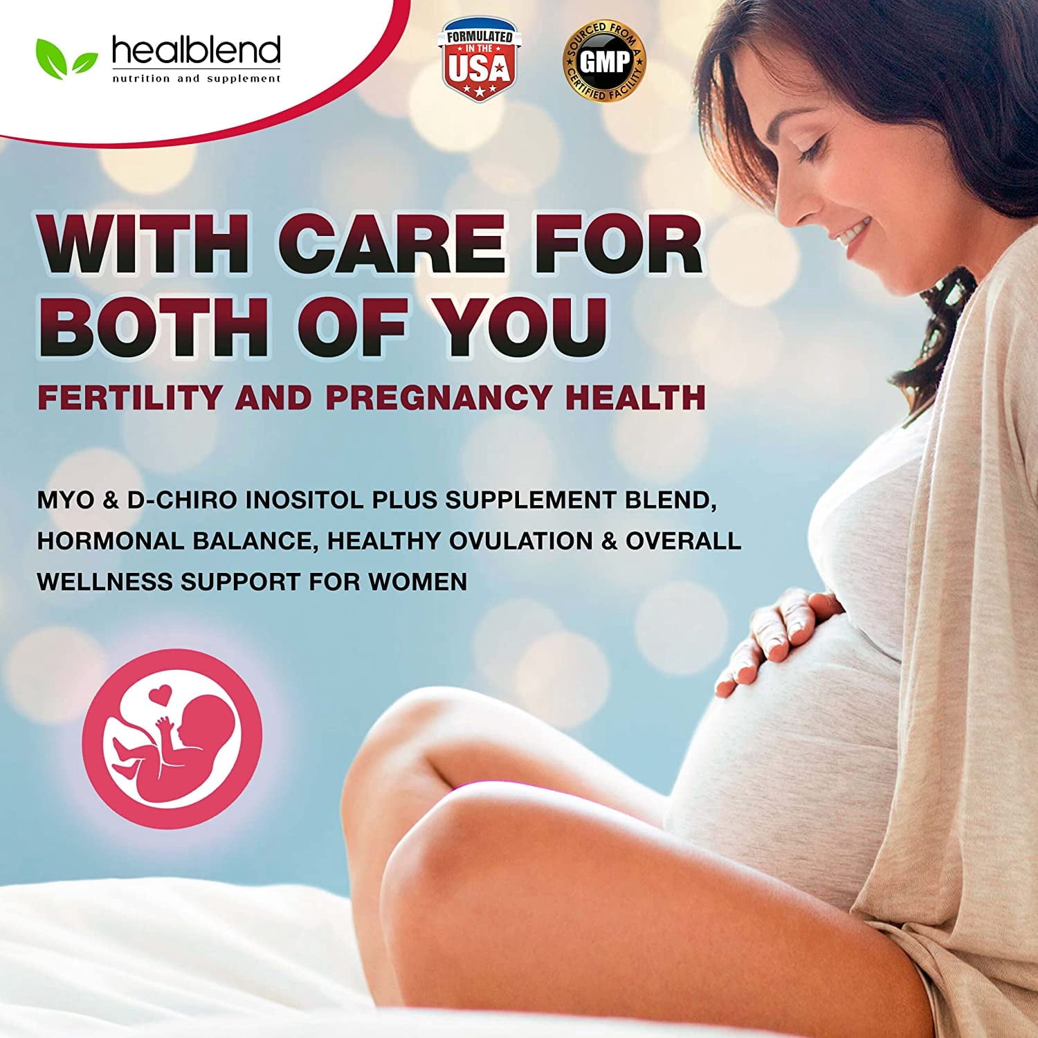Healblend Myo Inositol & D-Chiro Inositol Plus Supplement - Support Hormonal Balance, Fertility & Healthy Ovarian Function for Women - 60 Capsules (3 Pack)