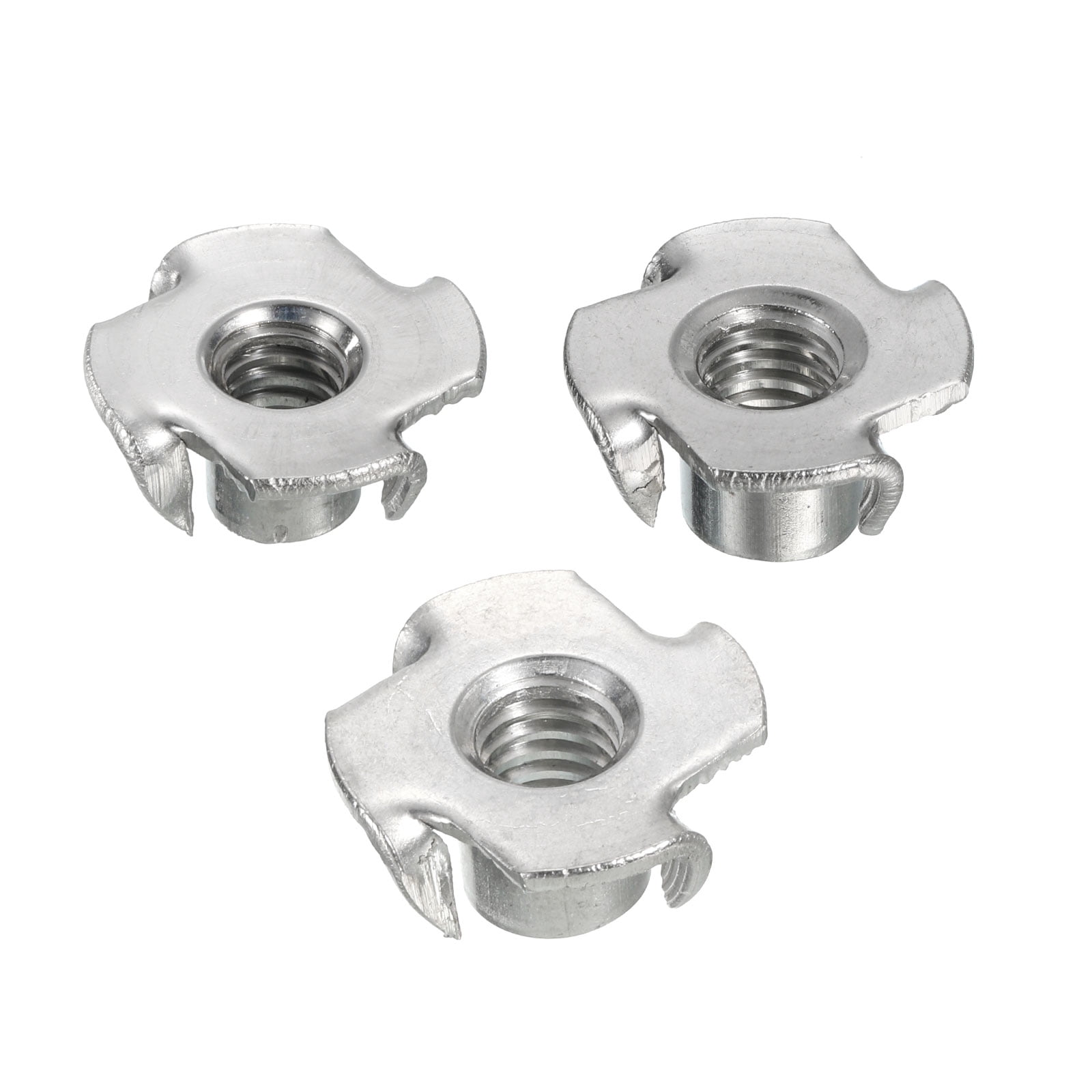 Uxcell T-nut 120 Pack 1/4"-20, 5/16"-18, 3/8"-16 Zinc Plated Steel 4 Pronged Tee Nuts