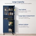 thumbnail image 4 of UZUGUL Navy Blue Curio Cabinet, 4-Door Glass Storage, 3-Tier Adjustable Shelves, Painted, Anti-Tip, for Bedroom, 4 of 7