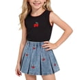 thumbnail image 2 of FSYBOA Girls Outfit Sets, Summer 2 Piece Fashion Casual Kids Tops and Skirts Set Black Size 5-6T, 2 of 9