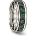thumbnail image 5 of Chisel Stainless Steel Polished with Black and Green Carbon Fiber Inlay 8.2mm Band - Ring Size 7.5, 5 of 8