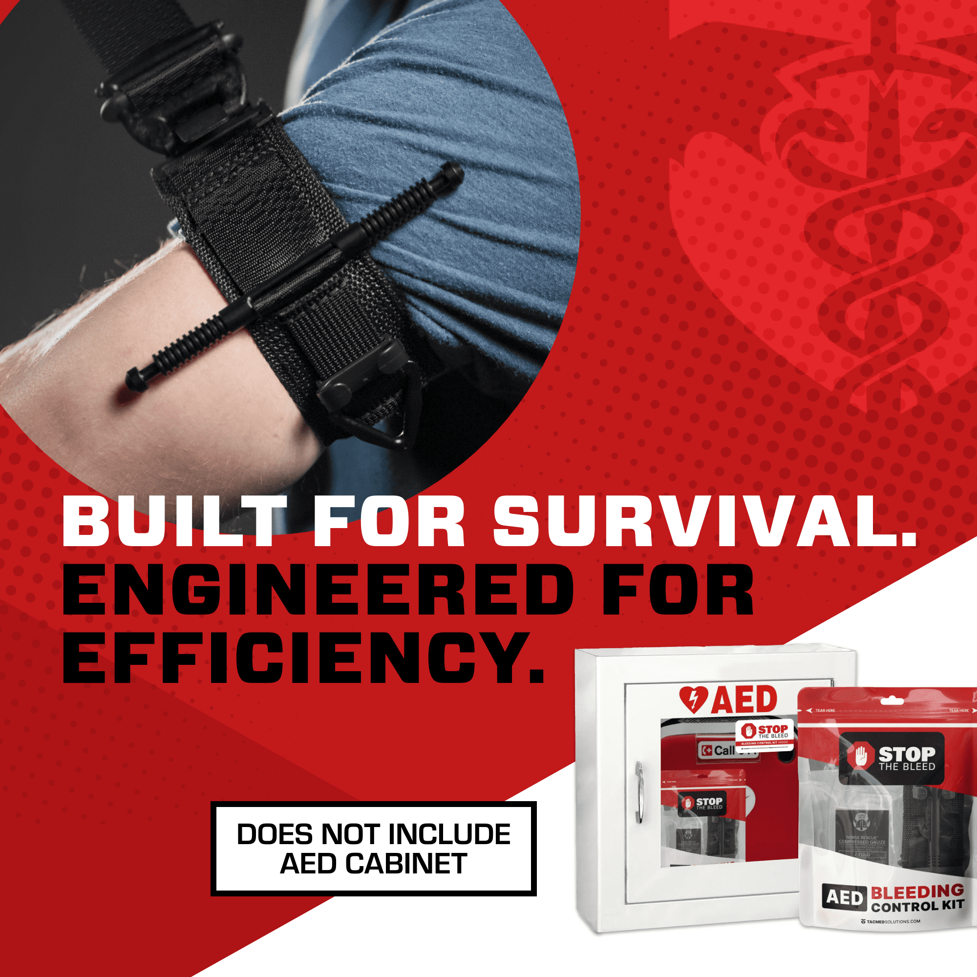 Stop The Bleed AED Kit Plastic Pouch, Complete Hemorrhage Control, Essential First Aid for Schools, Workplaces, and Public Spaces, TacMed Solutions