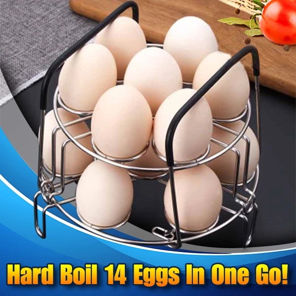 2 Pack Stackable Egg Rack with Heat Resistant Silicon Handles fit 6 & 8 qt Instant Pot Accessories Egg Steamer Rack 18 Eggs Stainless Steel Kitchen Trivet Steaming Rack for Pressure Cooker 