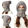 thumbnail image 3 of CYSFASHION 3 In 1 Beanie Hat With Scarf And Mask Warm Scrub Caps Women Womens Scarves Wool Face Masks Grey, 3 of 8