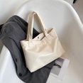 thumbnail image 2 of Bolso de mano sólido para mujer, bolsos de compras de hombro de PU a la moda de gran capacidad (blanco), 2 of 6