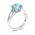 thumbnail image 3 of Gem Stone King 3.48 Cttw Sky Blue Topaz and White Lab Grown Diamond 925 Sterling Silver Ring for Women | 9MM Cushion Checkerboard Cut | Gemstone Birthstone (Size 6), 3 of 4