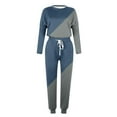 thumbnail image 4 of Scyoekwg Womens Athletic Sets Color Block Crewneck Long Sleeve Sweatshirts Drawstring Jogger Pants Workout Outfits Casual Fashion Loose Fall Outfits Outfits (Blue,L), 4 of 5