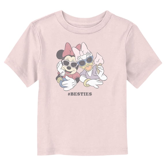 Toddler's Mickey & Friends Daisy and Minnie Hashtag Besties Graphic Tee Light Pink 2T