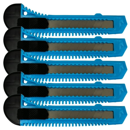 

MotoProducts 5 Sky Blue Retractable Utility Knife Wholesale 6 inch Manual Lock Bulk Box Cutter Snap Off Blade