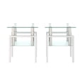 thumbnail image 4 of Tcbosik 2pcs Square Side Table with White Tube, 2-Layer Tempered Glass End Table with Open Shelf for Living Room Bedroom Waiting Room, Transparent, 4 of 11