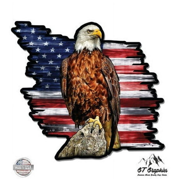 American Flag Bald Eagle Patriotic - 3" Vinyl Sticker - For Car Laptop I-Pad Phone Helmet Hard Hat - Waterproof Decal