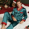 thumbnail image 6 of Matching Christmas Pjs for Family Silk Satin Holiday Matching Pajamas Sets Long Sleeve Button Down Comfy Loungewear Sets, 6 of 7