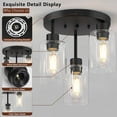 thumbnail image 3 of Licperron Farmhouse 3-Light Black Flush Mount Ceiling Light Fixtures with Clear Glass Shades, 3 of 8