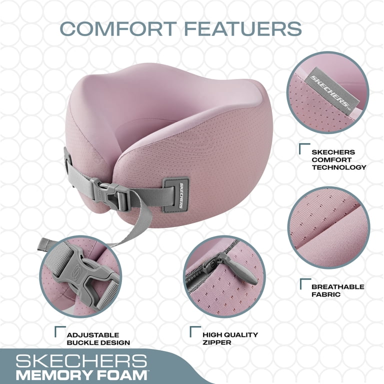 Skechers Memory Foam U-Shaped Travel Neck Pillow, Pink photo 3