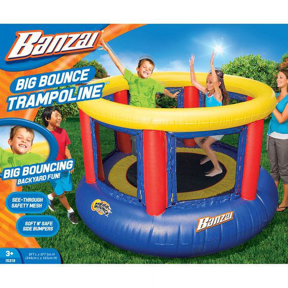 Banzai 8-Foot Mega Bounce Trampoline, Blue/Red/Yellow - image 3 of 3