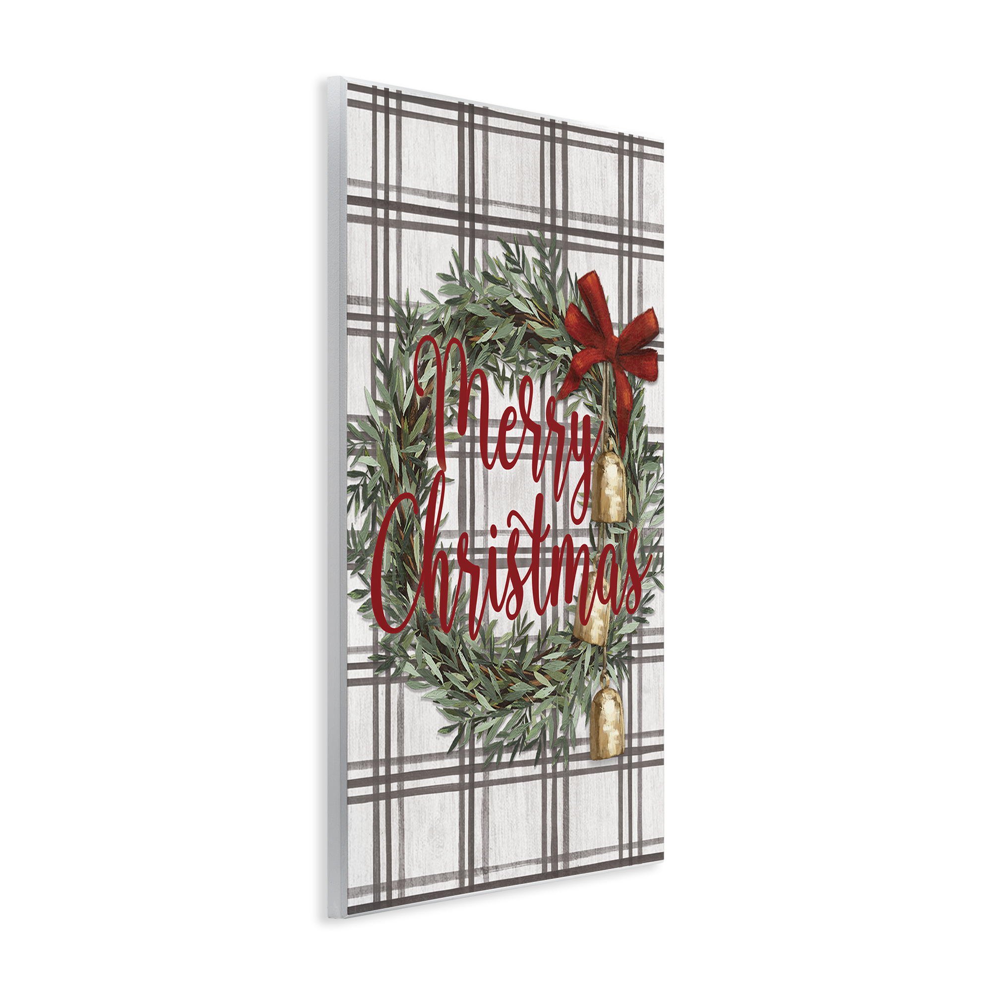 Stupell Industries Plaid Christmas Wreath Holiday Painting Unframed Art Prints Wall Art, 13 x 19