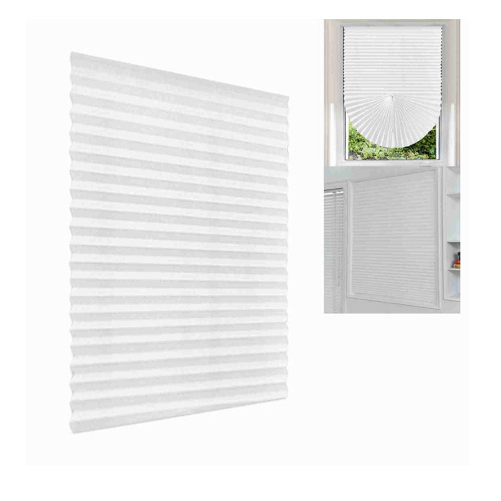 Pleated Window Shades, No Drilling Temporary Cordless Blinds Light Filtering Fabric Pleated